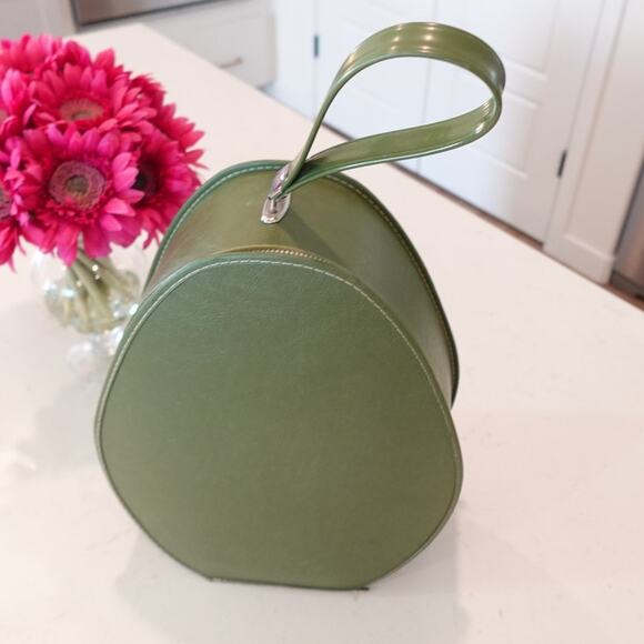 Vintage Avocado Green Train hard case Hatbox 1960s luggage - Picture 2 of 9